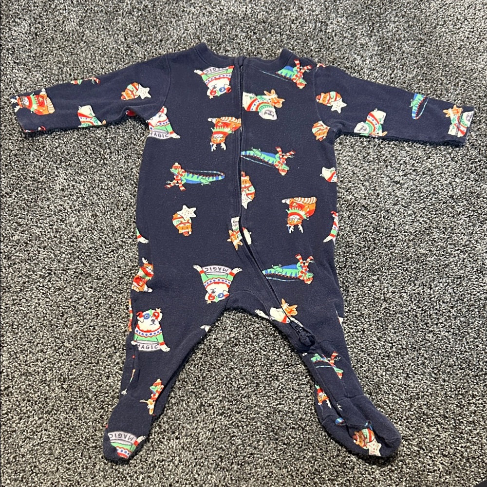 Old Navy Navy Blue Kids Footie with Colorful Print